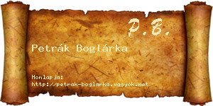 Petrák Boglárka névjegykártya